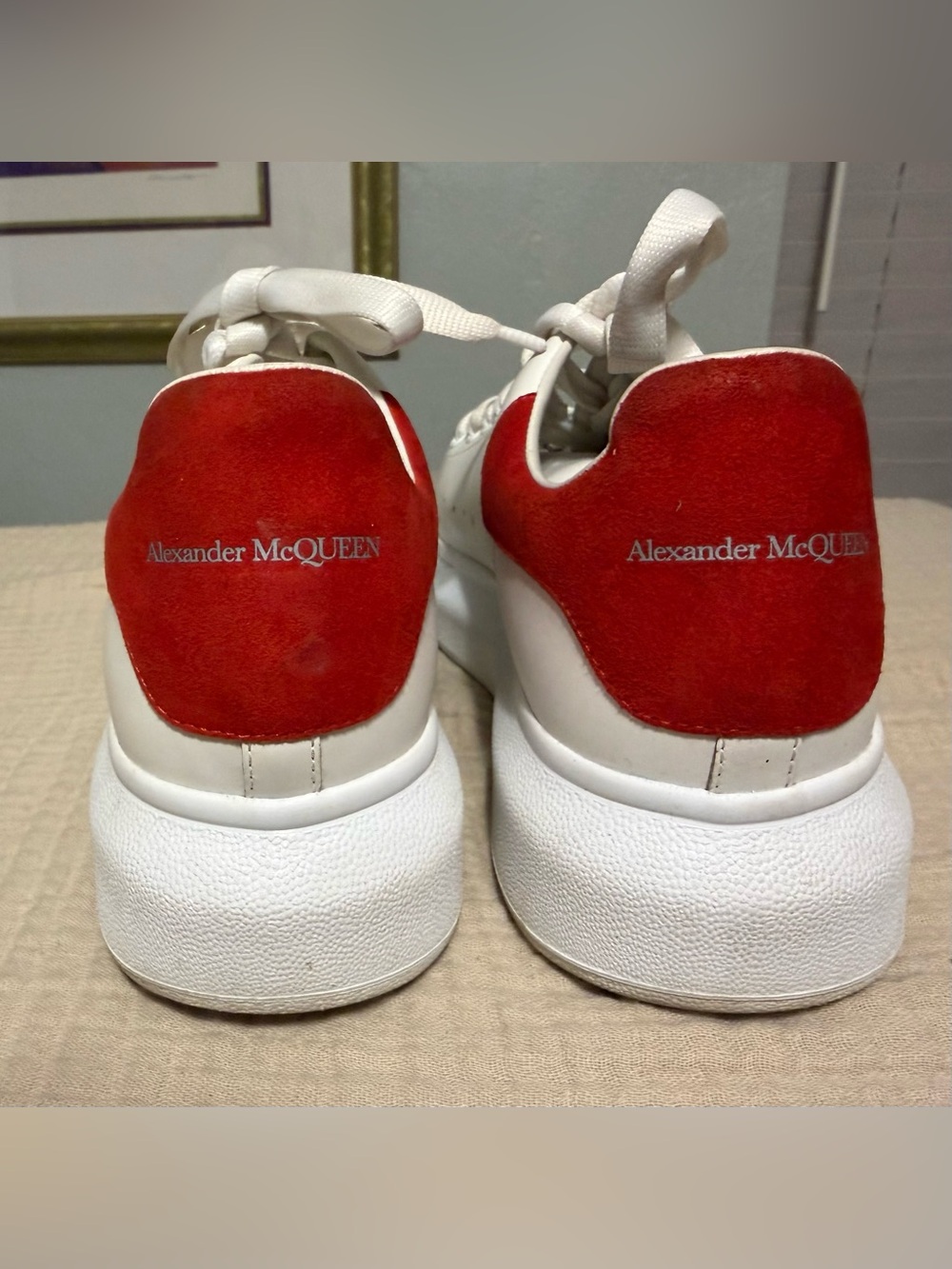 Alexander McQueen White Women’s Sneakers with Red Heel Counters 39